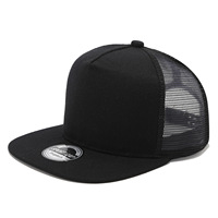 Topi Snapback 5 Panel Custom Logo, Pinggiran Datar, Jaring Belakang, Gesper Double-breasted, Unisex, Dapat Disesuaikan, Bergaya, Street Style, Skate, Hip-hop