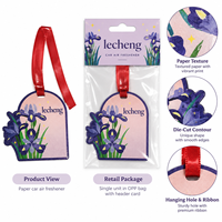 Désodorisant de voiture industriel personnalisé en papier iris violet, diffuseur de parfum pour maison, base en papier absorbant avec support de présentation