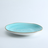 Service de table en céramique rustique de style nordique moderne, couleur turquoise, émaillé, vaisselle de restaurant, porcelaine
