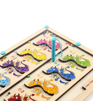 Nouveauté : Jeu de labyrinthe à quatre stylos avec balle, en bois, pour l'éveil et l'éducation précoce, jouet de logique Montessori pour enfants de 4 à 6 ans (garçons)