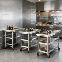 Table de travail de cuisine professionnelle en acier inoxydable, vente en gros d'usine, acier inoxydable 201 et 304, plan de travail commercial