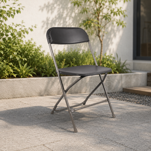 Chaise pliante pratique à dossier plat gris L-3G en PP+métal - Portable, légère, durable, confortable, design moderne pour les mariages - Product Image 1