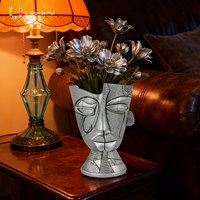 Großhandel Abstrakte Menschliche Gesichts-Harzvase Picasso-Kopfskulptur Blumentopf Pflanzgefäß Desktop Heim Tisch Dekor Ornament Geschenk Innenbereich