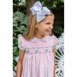 Dottie Hart Dress Palm Beach Pink & Grace Bay Green con Bluebird Smocking abito da bambina in cotone 100% - Product Image 3