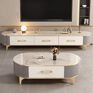 <span class=keywords><strong>Meuble</strong></span> <span class=keywords><strong>TV</strong></span> carré moderne pour salon, avec plateau en pierre frittée, design dernier cri, prix de gros, personnalisable - Product Image 3