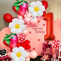 Ensemble de ballons en aluminium à thème Minnie Mouse avec chiffres rouges, marguerites fraises et pois rouges, décoratifs pour fêtes multi-occasions