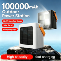 Station d'alimentation portable à charge rapide pour l'extérieur, haute capacité 100000 mAh, 22,5 W avec lumière LED, support micro USB, banques d'alimentation 100000 mAh
