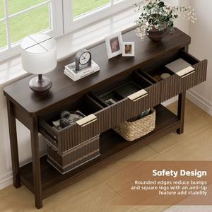 <span class=keywords><strong>Table</strong></span> console d'entrée moderne de luxe, mince, de 51 pouces, <span class=keywords><strong>avec</strong></span> 3 tiroirs et étagère ouverte pour le couloir, le salon, le hall d'entrée - Product Image 2