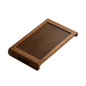 Bamboo Wood Tea Tray Rectangle Walnut Color Durable Minimalist Design For Home Use - Product Image 5