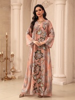 Abayas musulmanes pour femmes Ramadan 2026, robe longue kaftan à col en V pour fête à Dubaï, robe à paillettes et fleurs, kaftan marocain, vêtements islamiques