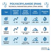 Polyacrylamide Cationique en Poudre CPAM, Floculant/Coagulant pour le Traitement des Eaux Municipales et Agent de Déshydratation des Boues, Pureté 99%