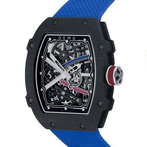 2025 Ultimate <b>Men's</b> Luxury Carbon Fiber <b>Watch</b> 5A Avant-Garde <b>Skeleton</b> Design Custom Oval 20mm Pointer Mechanical Movement 3BAR - Product Image 2