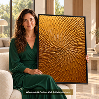UNIART Peinture à l'huile abstraite dorée faite à la main sur toile oeuvre originale peinte à la main Texture huile épaisse pour usage intérieur
