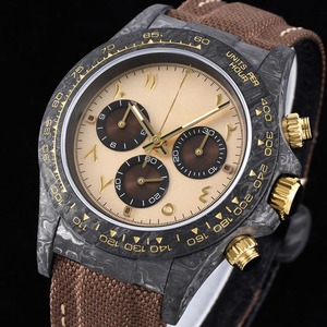 <span class=keywords><strong>Reloj</strong></span> de Pulsera Cronógrafo de Carbono Forjado Negro Maestro, Esfera Redonda Estilo Desierto, <span class=keywords><strong>Reloj</strong></span> de Expedición para Hombre - Product Image 3