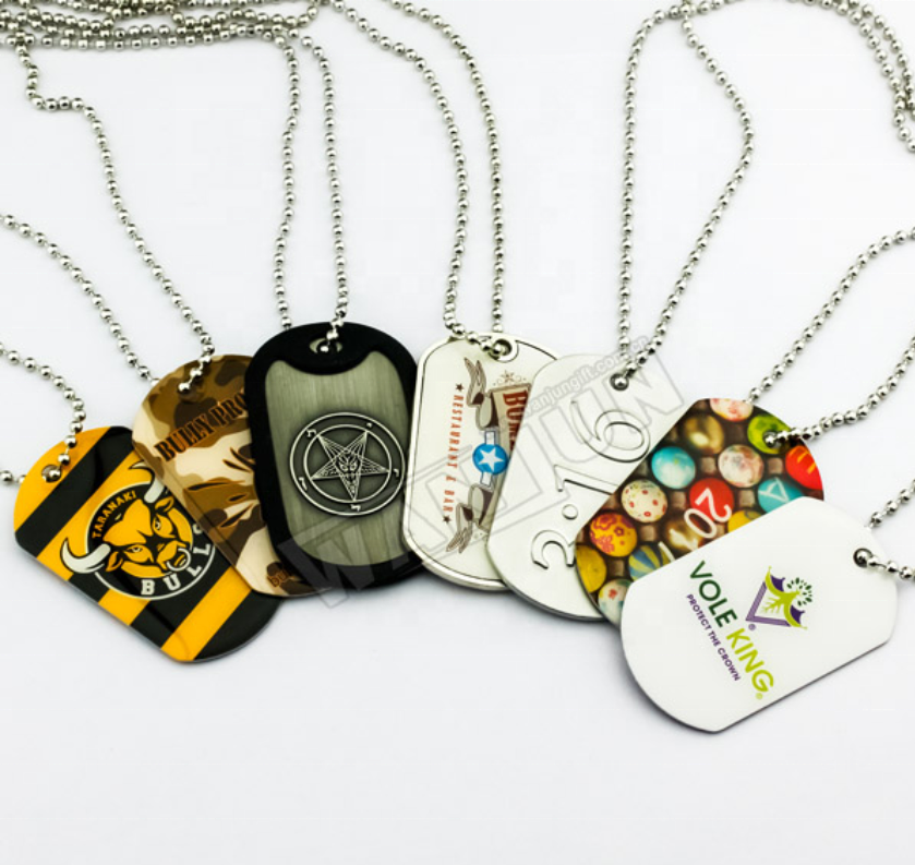 custom engravable blank sublimation stainless military pet silicone metal stainless steel dog name id tag with chain
