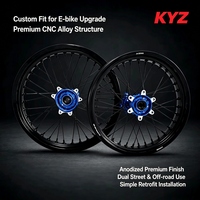 Jeu de roues à rayons bleus en alliage d'aluminium CNC KYZ 21 1.6 18 1.85, jantes anodisées neuves pour moto électrique tout-terrain Light Bee X LBX