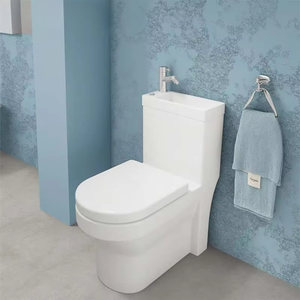 Combinación de Inodoro y <span class=keywords><strong>Lavabo</strong></span>, <span class=keywords><strong>Cisterna</strong></span> de Doble Descarga, Inodoro de Cerámica de Una Pieza, Sifón en P, Artículos Sanitarios para Villas - Product Image 1