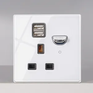 K13 Deluxe grey glass UK standard switch socket USB wall outlet wall switch panel