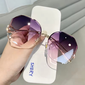 Exquisitas y Elegantes Gafas de Sol con Protección UV en Color Degradado 2025, Gafas de Sol de Moda con Borde Recto Sin Montura - Product Image 5