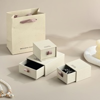 Boîte à bijoux en papier/carton recyclé de luxe léger avec tiroir pour bagues, colliers et bracelets