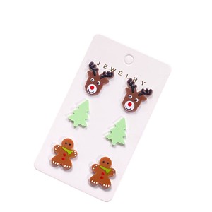 Lot de 3 paires de boucles d'oreilles en acrylique, motifs Bonhomme en pain d'épices, Sapin de Noë<span class=keywords><strong>l</strong></span> et Cerf, bijoux d'oreille tendance, pour le marché international - Product Image 5