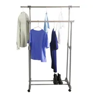 Multifunctional 2 Pole Mobile Stainless Steel Hanging Rail