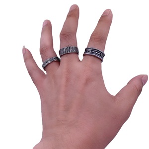 Men's Titanium Steel <b>Ring</b> Wood Grain Pattern Fashion Jewelry Gift 216007 - Product Image 4