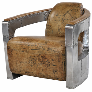 Fauteuil en cuir style industriel, chaise de pilote ergonomique, construction robuste et design élégant, parfait pour le bureau ou les salles d'attente - Product Image 6