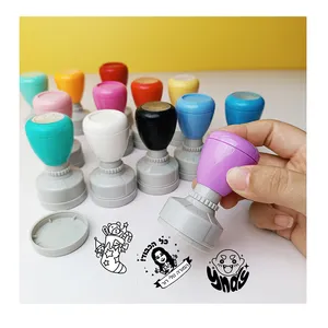 DEJUL Pastel Custom Logo Teacher Stamp Personalized Round Self Ink Stamps Ink Pad Case Flash Stamps Seal