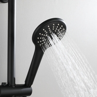 Système de douche en laiton massif noir mat, ensemble de douche pluie 4 fonctions avec douchette à main, kit de robinetterie de douche murale pour salle de bain