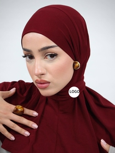 Hijab Istantaneo Lungo in Jersey Liquido, Traspirante ed Elastico con Bottone Nascosto, Sciarpa Etnica alla Moda per Donne - Product Image 2