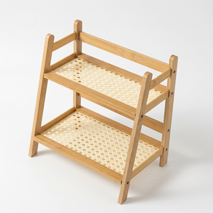 Étagère de rangement à 2 niveaux, étagère de bureau multi-niveaux pour tasses, mugs, services à thé, présentoir en bois pour comptoir, buffet, cuisine - Product Image 1