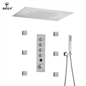 Ensemble de douche encastré minimaliste Sky-View avec pommeau de douche multifonctionnel en acier inoxydable pour salle de bain domestique et parois de douche - Product Image 4