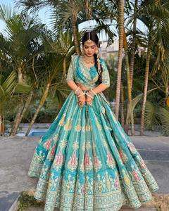 Soft Fabric Long Flared Designer Lehenga Choli for Traditional Occasions Mehndi Sangeet and Wedding Use for Worldwide Export - Product Image 3