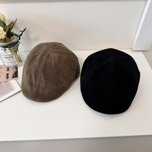 Boina de ante marrón para mujer, sombrero de otoño e invierno, terciopelo, transpirable, a prueba de viento, protección solar - Product Image 4