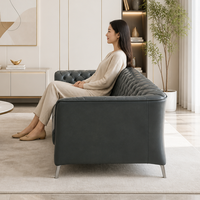 Ensemble de canapés sectionnels modernes YUANCHANG Chesterfield capitonnés en similicuir, structure en bois de larch et eucalyptus, pieds en acier inoxydable