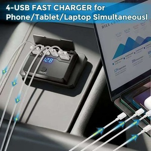 Car Charger Dual QC3.0 PD Fast Charging Digital Display Voltmeter <b>Push</b> <b>Button</b> <b>Switch</b> 12V 24V Vehicle Power Adapter - Product Image 3