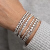 Bracelet tennis 7CT à quatre griffes en diamant CVD de laboratoire taille ronde, or blanc massif 18 carats, 6,75 pouces, certifié IGI, vente en gros de bijoux
