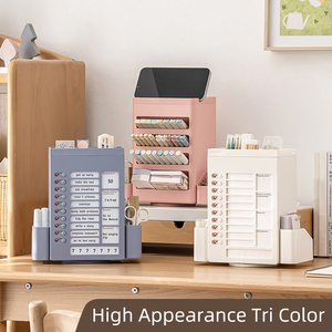 Oem ODM xoay chủ bút với ngăn kéo <span class=keywords><strong>Memo</strong></span> lập kế hoạch bảng chức năng bàn văn phòng phẩm Organizer - Product Image 3