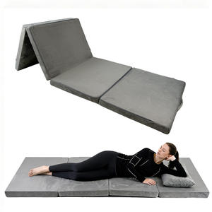 Matelas en mousse à mémoire de forme pliable personnalisé à quatre volets, <span class=keywords><strong>surmatelas</strong></span> simple avec housses lavables pour les voyages et les invités - Product Image 1