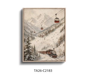 Quadro su Tela con Telegrafia Montana <span class=keywords><strong>Vintage</strong></span> e Montagna Innevata, Decorazione Moderna per Parete - Product Image 2