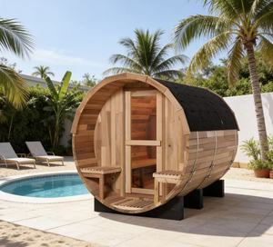 Sauna de Vapor de Cedro Rojo en Stock con 10% de Descuento - Sauna de Barril de Madera Sólida para 4-6 Personas en Stock para una Relajación Total - Product Image 1