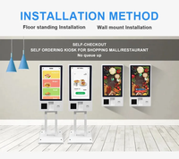 Écran tactile mural de 32 pouces Scanner Qr Imprimante thermique Commande alimentaire interactive Terminal de paiement LCD File d'attente Kiosque LCD Totem