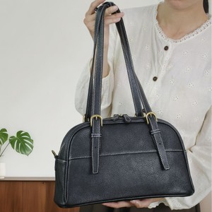 Cross Border Japanese Style Vegetable Tanned Cowhide <b>Bowling</b> Bag For Women Large Capacity Retro Handmade Underarm Crossbody Bag - Product Image 3