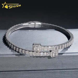 Prêt Expédition Fine Jewelry S925 Argent Plaqué Or VVS Baguette Moissanite <span class=keywords><strong>Diamant</strong></span> <span class=keywords><strong>Bracelet</strong></span> <span class=keywords><strong>Bracelet</strong></span> GRA Certifié - Product Image 6