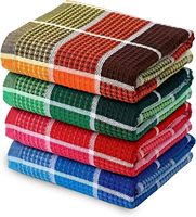 Waffle Weave Plaid Cotton Tea Towel Super Absorbent Lint Free Kitchen Dish Cloth for Household Restaurant Daily Cleaning Use