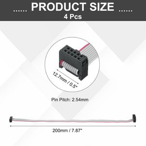 Uxcell Brand New IDC Wire Flat Ribbon Cable 10Pins 2.54mm Pitch 0.2m Gray 4pcs - Product Image 4