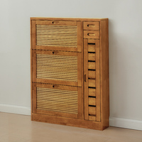 Armoire à chaussures en bois massif Armoire à chaussures rabattable de grande capacité ultra-mince Armoire de rangement d'entrée