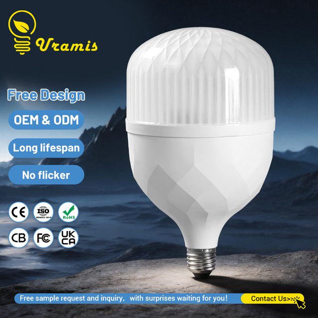 Uramis E27 85-265V T80 Bulb 20W T100 30W T120 40W T140 50W T Led Bulb Plastic Coated Aluminum LED Blub