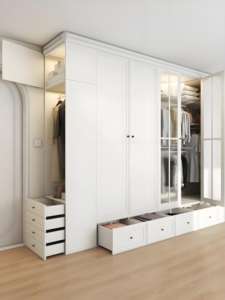 <span class=keywords><strong>Kit</strong></span> de garde-robe portable à 3 portes assemblage facile de bricolage pour Solution de rangement de rêve appartement salle à manger mélamine bois Style matière plastique - Product Image 2